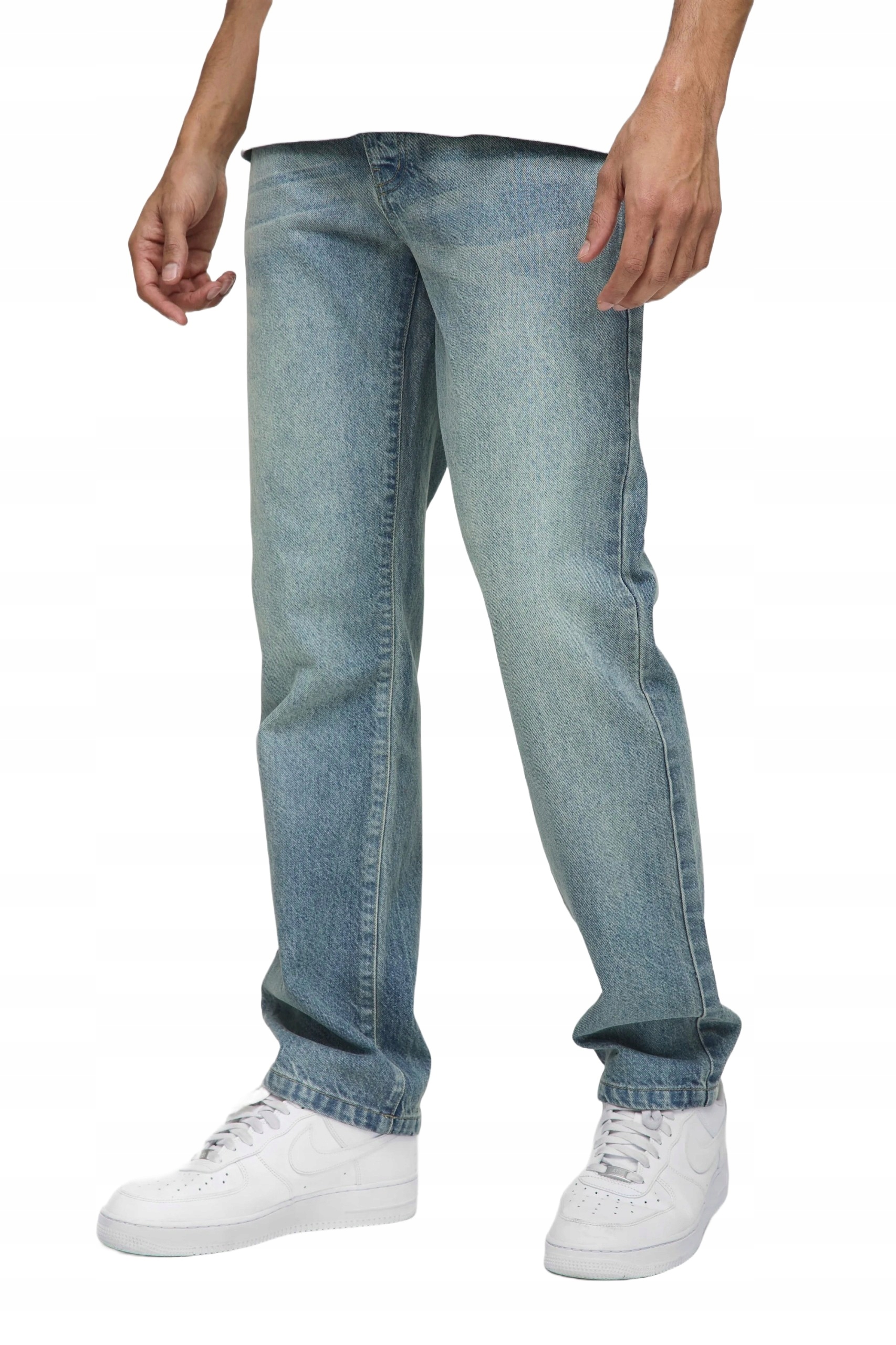 Boohooman Pánské Jednoduché Modré Džíny S Oděrkami Bavlna 34R Z3A