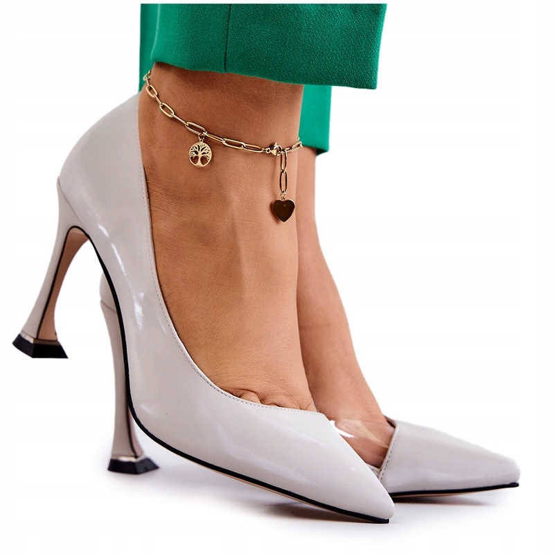 Kožené Nazouvací Lodičky Módní Světle Šedé 38