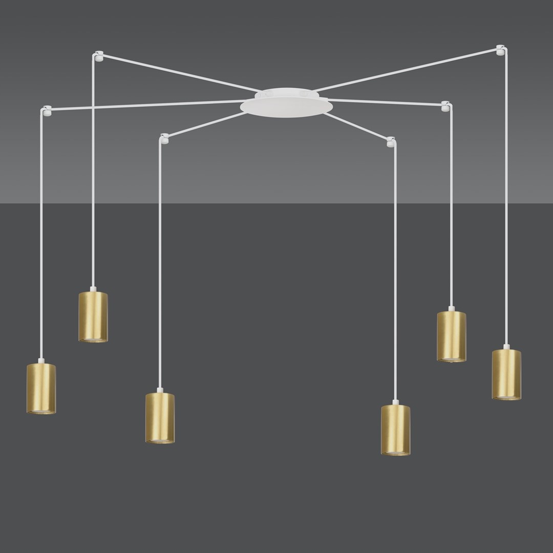 Závěsná lampa bílá & zlatá Emibig Traker 6 x GU10 nastavitelná, moderní