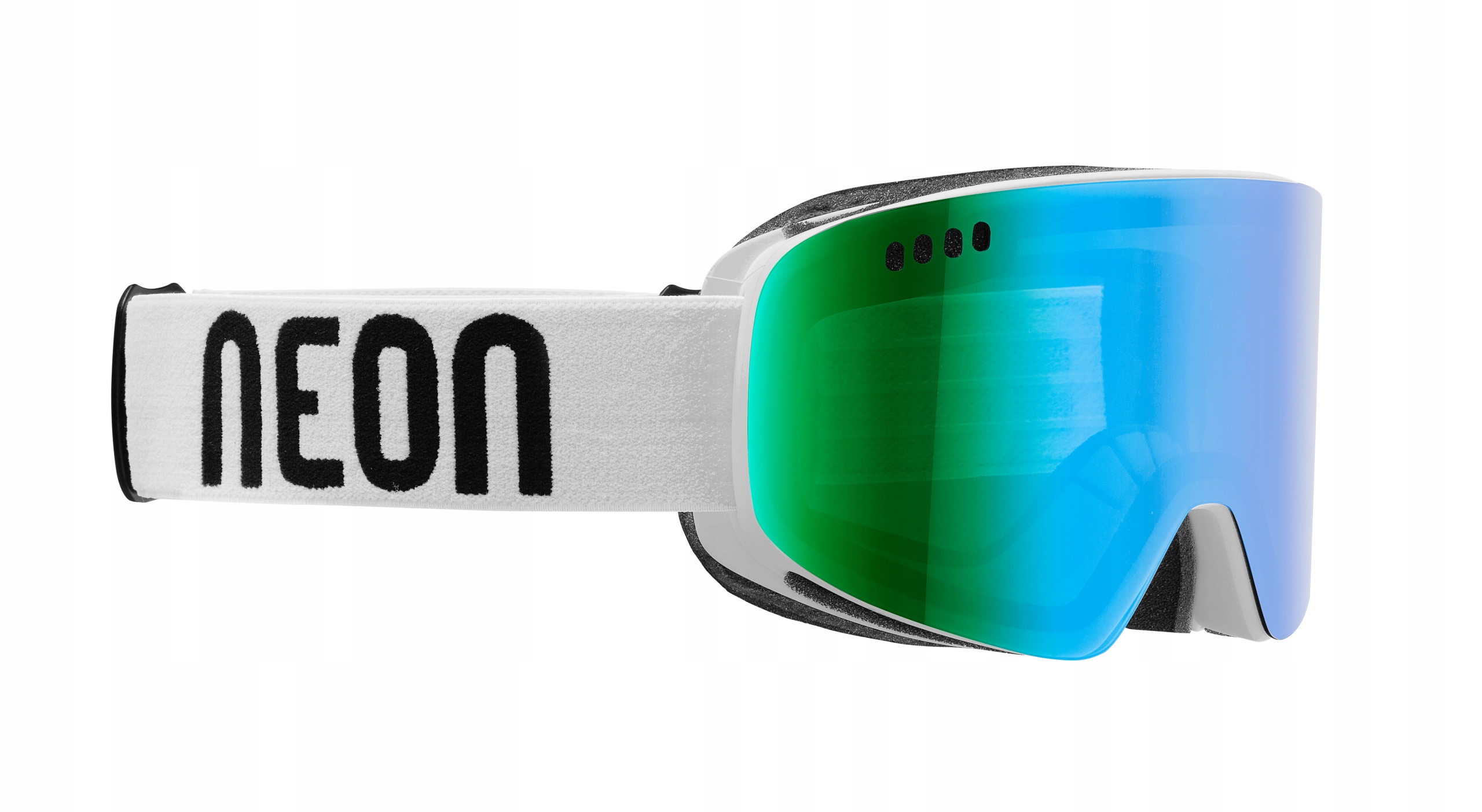 Lyžařské Brýle Neon Světle Bílé Zrcadlově Zelené