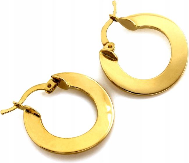 Zlaté náušnice 585 dámské kola široká plochá 23 mm jako dárek pro ni