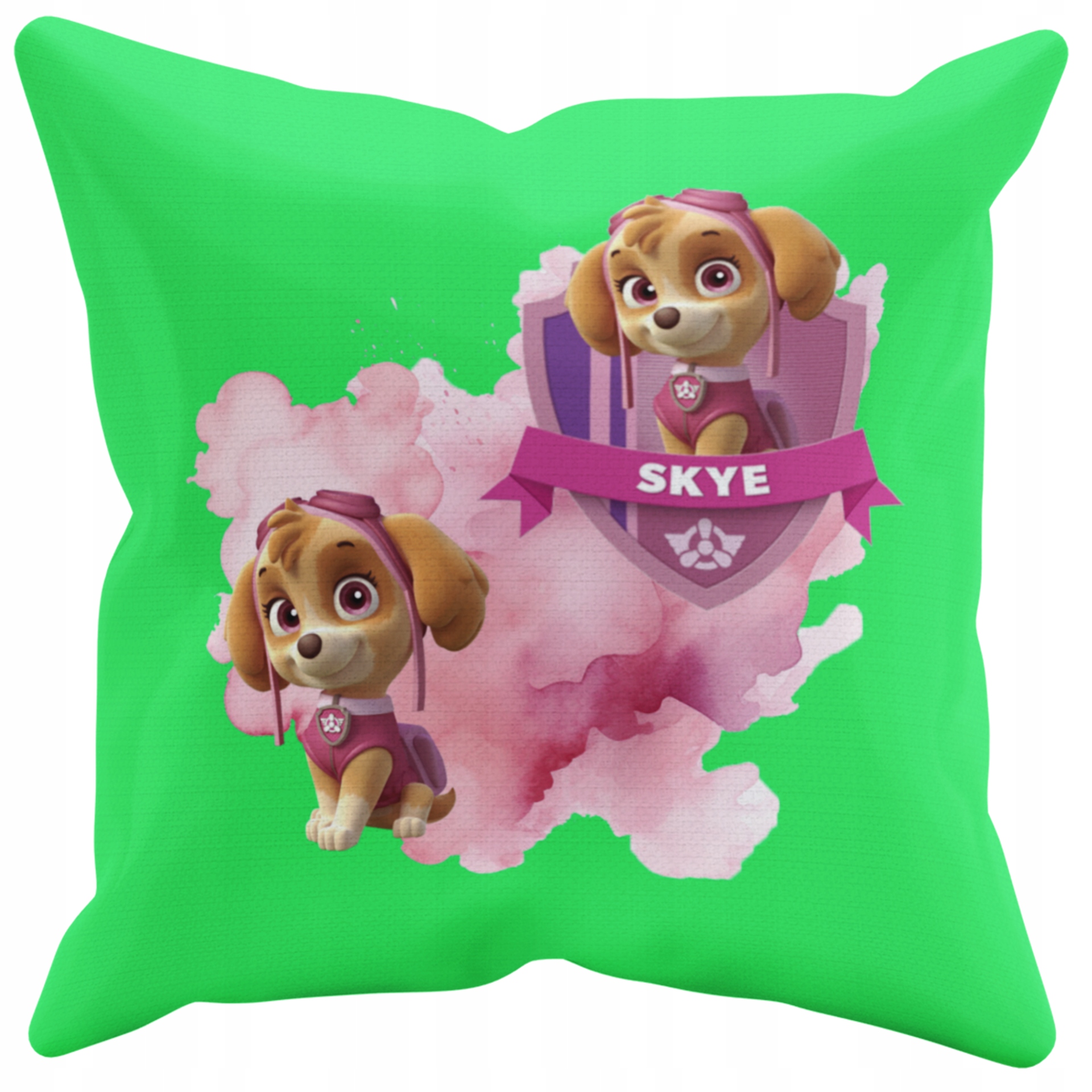 POSZEWKA NA PODUSZKĘ JAŚKA DO PRZEDSZKOLA PSI PATROL SKYE + IMIĘ GRATIS Kolor dominujący odcienie zieleni
