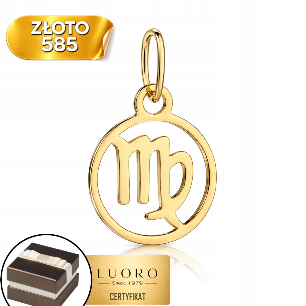 Zlatý Přívěsek 585 14K Znamení Zvěrokruhu Panna 20 MM Žluté Zlato Elegantní