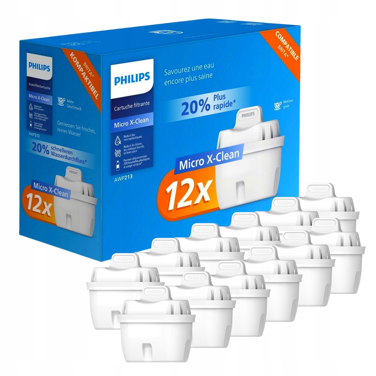 Filtr wymienny, wkład filtrujący dzbankowy Philips AWP213 zestaw 12 szt