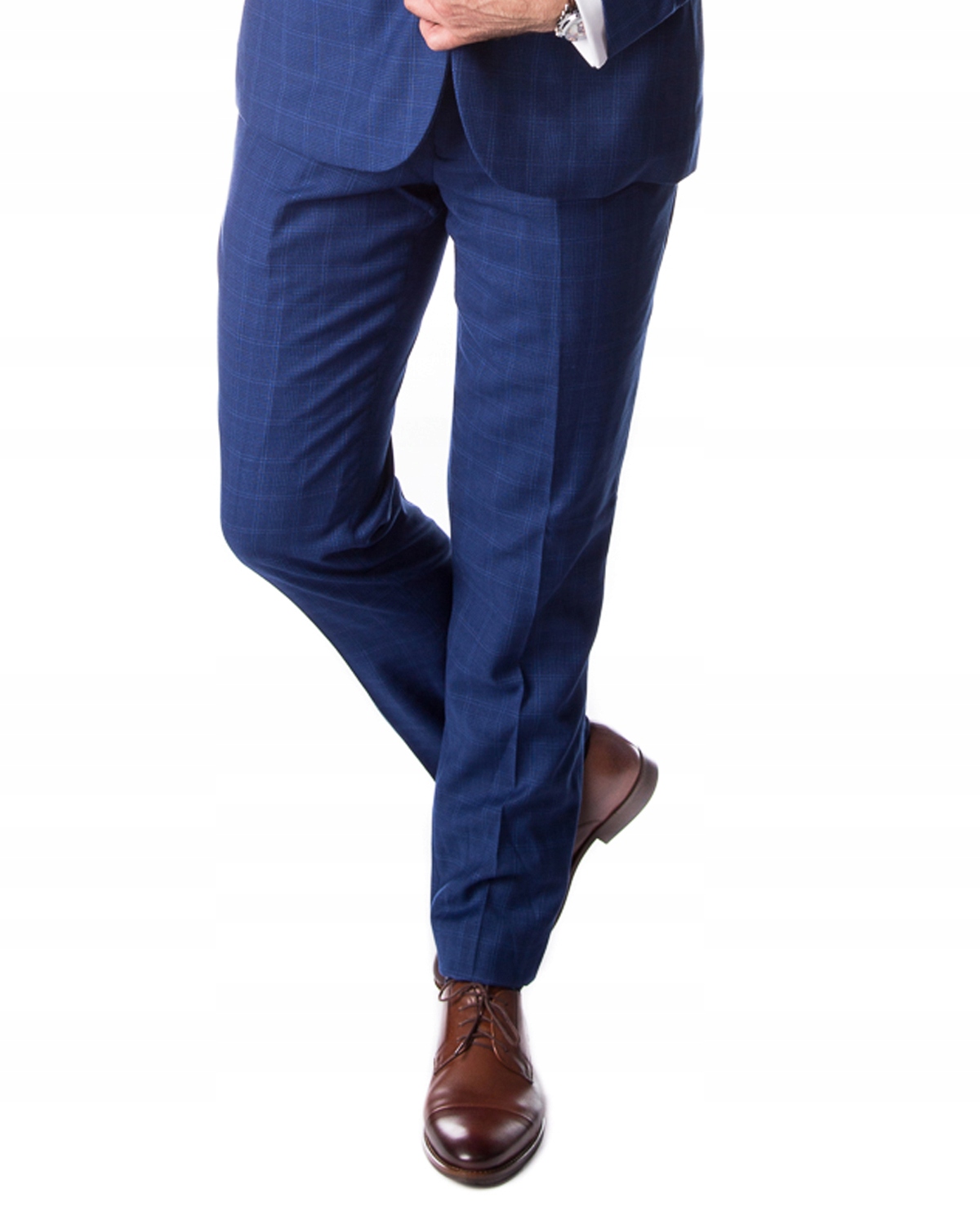 Niebieskie spodnie garniturowe w kratę 182/110 W44 L34