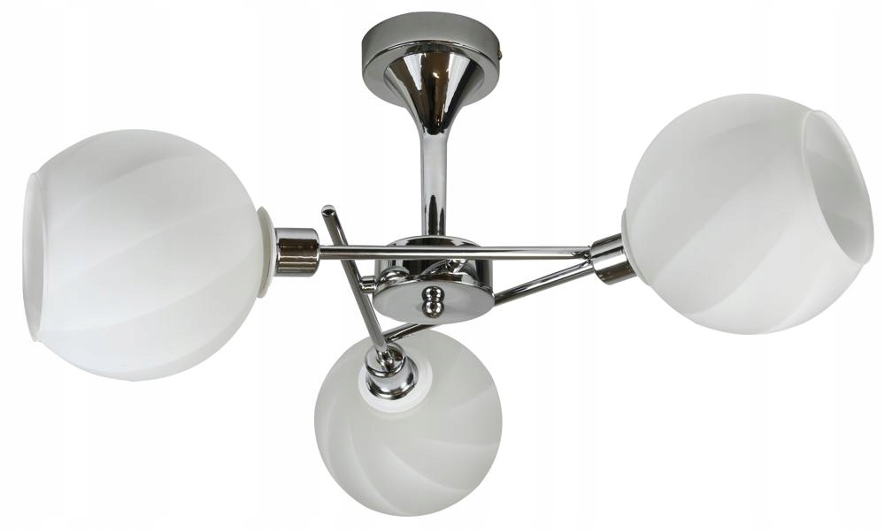 Stropní Svítidlo Raul Závěsné 3X40W E27 Chrom Stínidlo Bílé Mléčné Elegantní