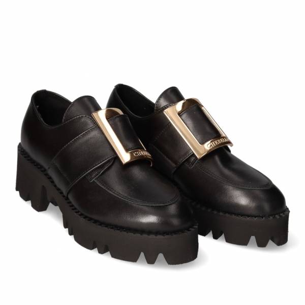 černé polobotky mokasíny na platformě CheBello 37,5 dámské polobotky kožené