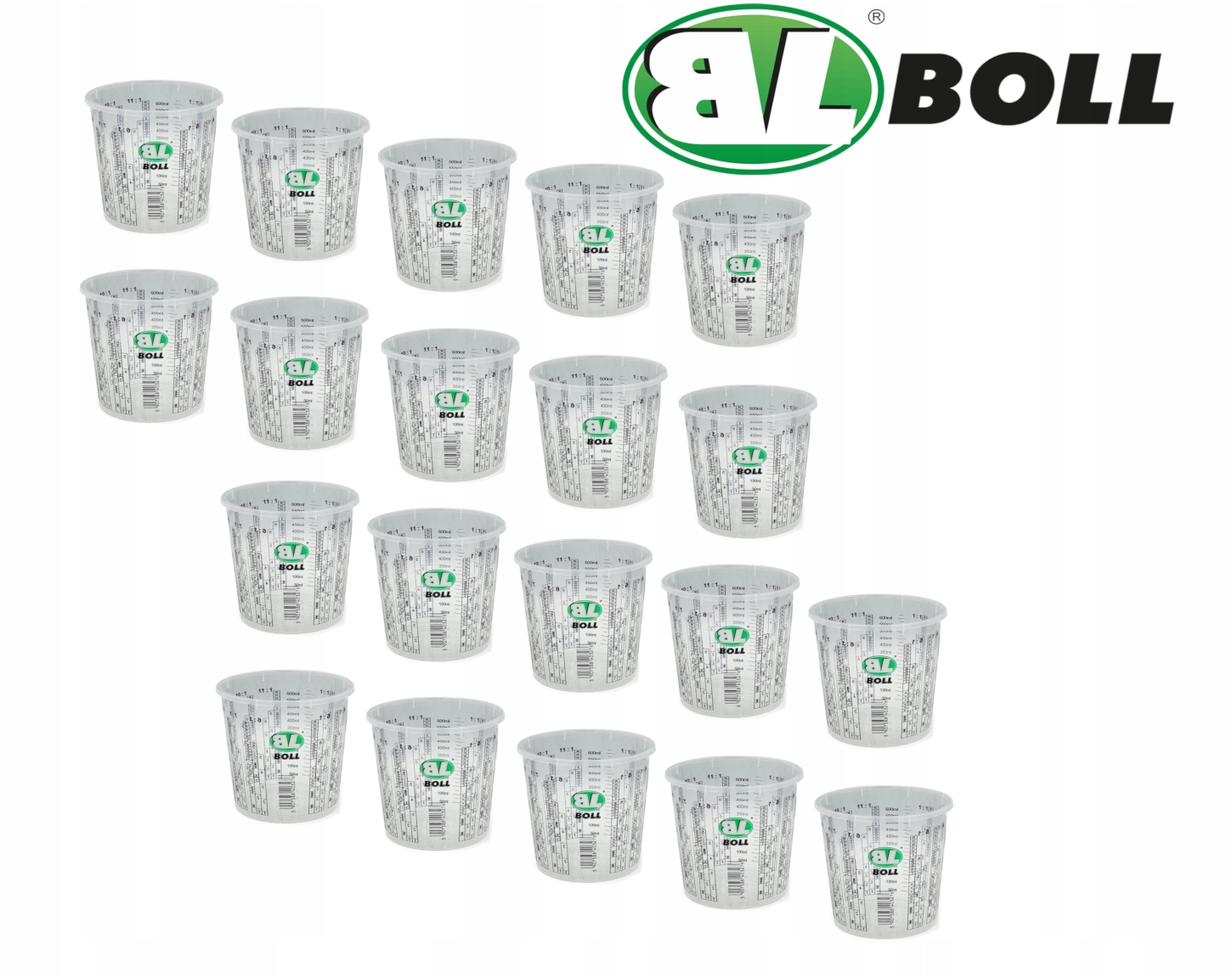 Boll Przezroczysty Pojemnik Z Podziałką 650ML 20 Sztuk