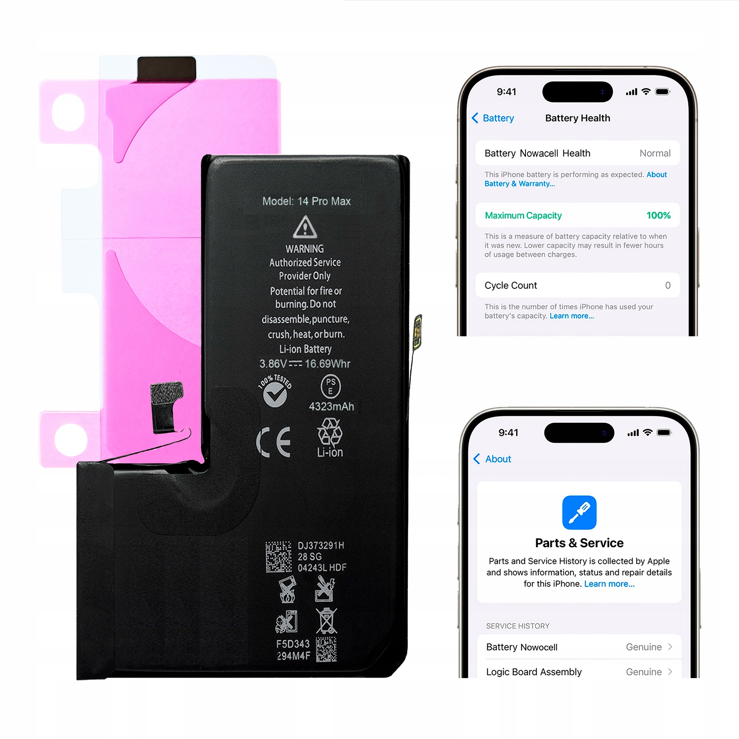 Bateria iPhone 14 Pro Max Bez Komunikatu 4323 mAh Oem Jakość Kondycja 100%