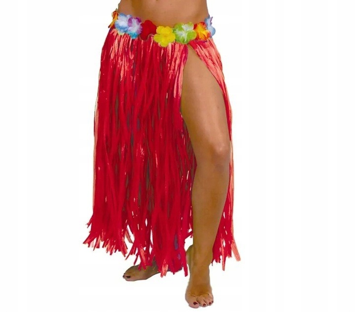 

Spódnica hawajska z kwiatami czerwona długa 75cm