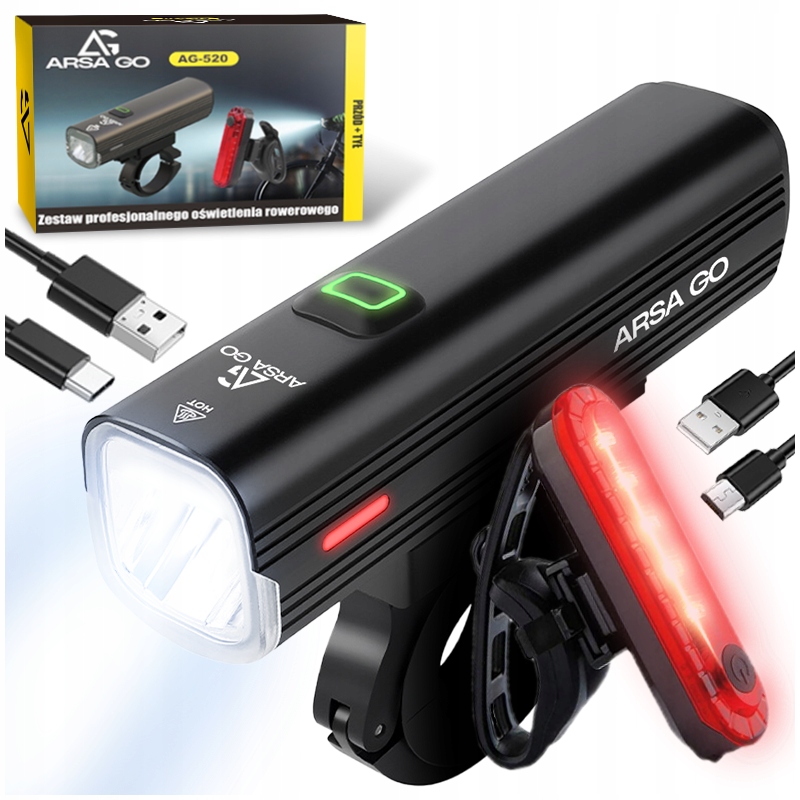 Велосипедный фонарь передний задний светодиодный передний задний фонарь перезаряжаемый 2x USB