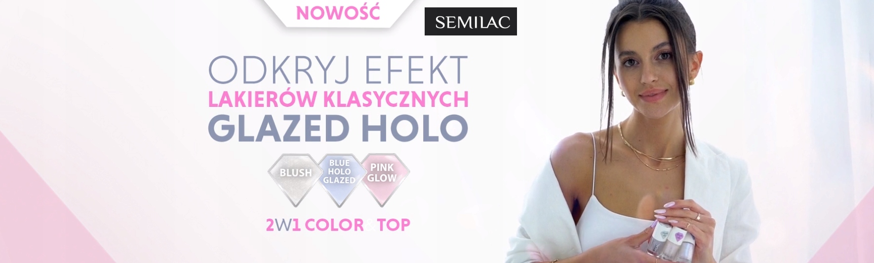 SEMILAC TOP do lakierów klasyczn. BLUE HOLO GLAZED Kolor Odcienie niebieskiego