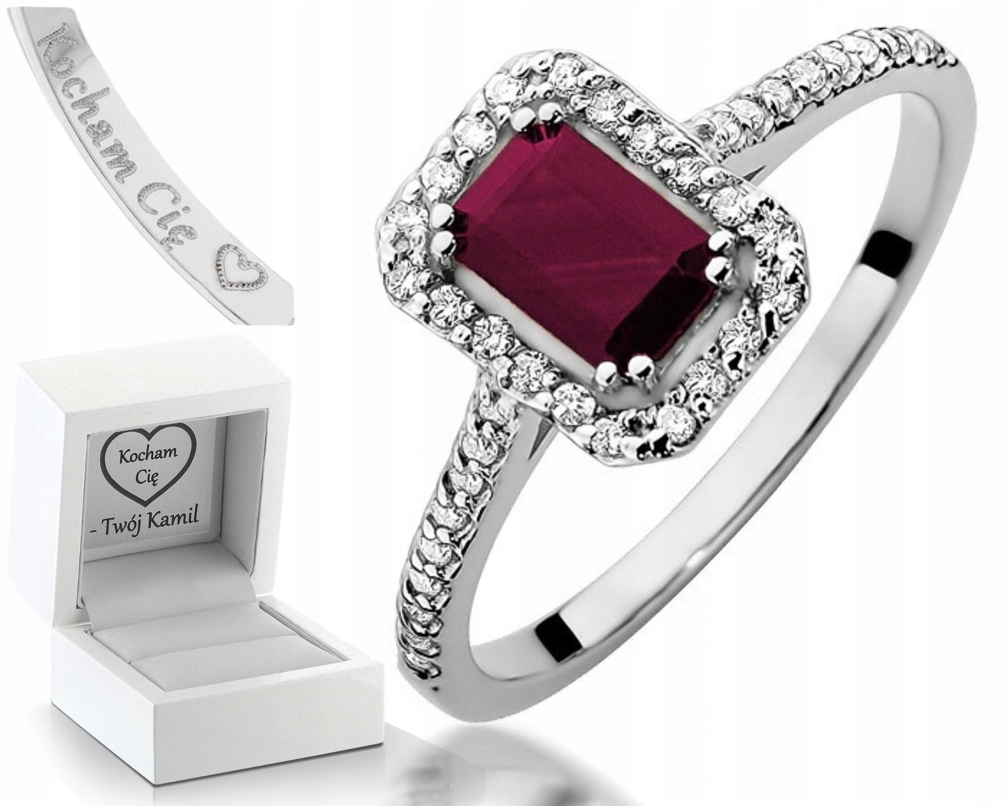 Prstýnek Bílé Zlato 0,585 Rubín Briliantový Obchod