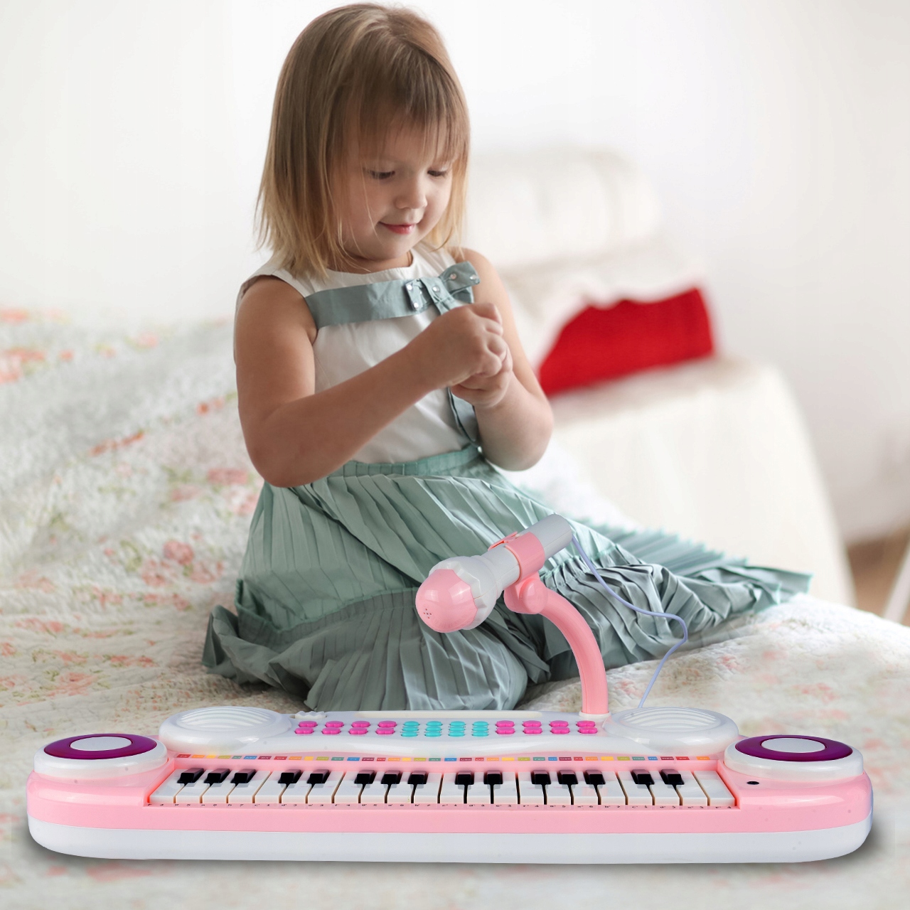 ORGANY ORGANKI KRZESEŁKO PIANINKO MP3 Z MIKROFONEM KEYBOARD USB DLA DZIECI Płeć chłopcy dziewczynki