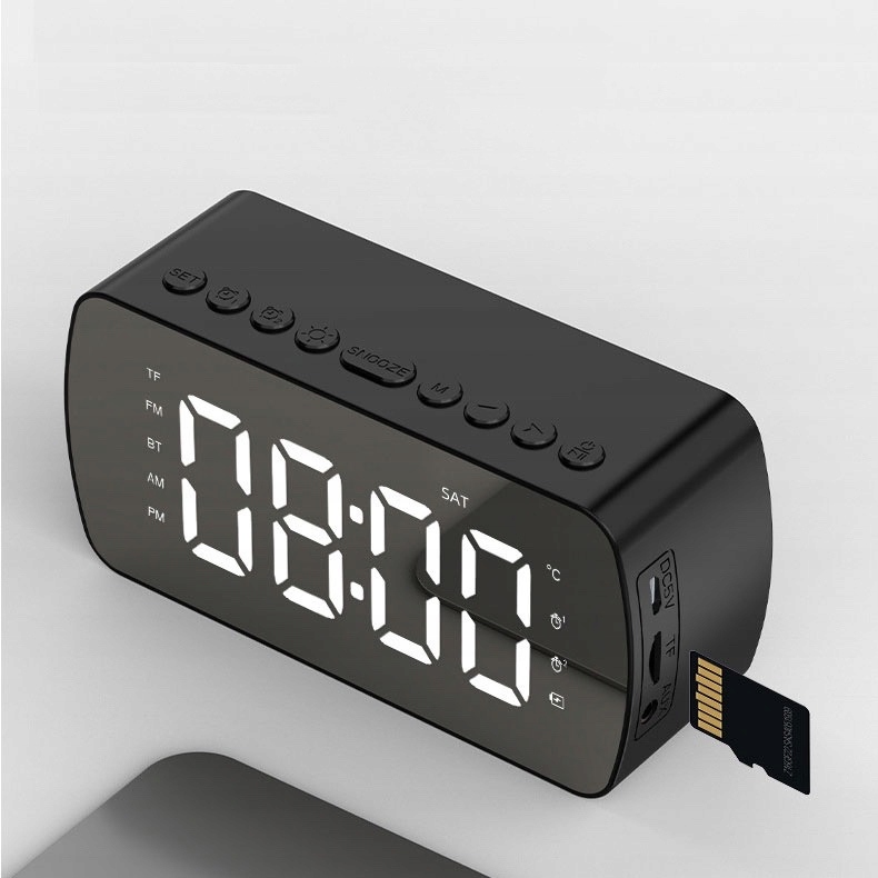 Bluetooth Reproduktor, Rádio, Hodinky, Usb Karta Sd Aux