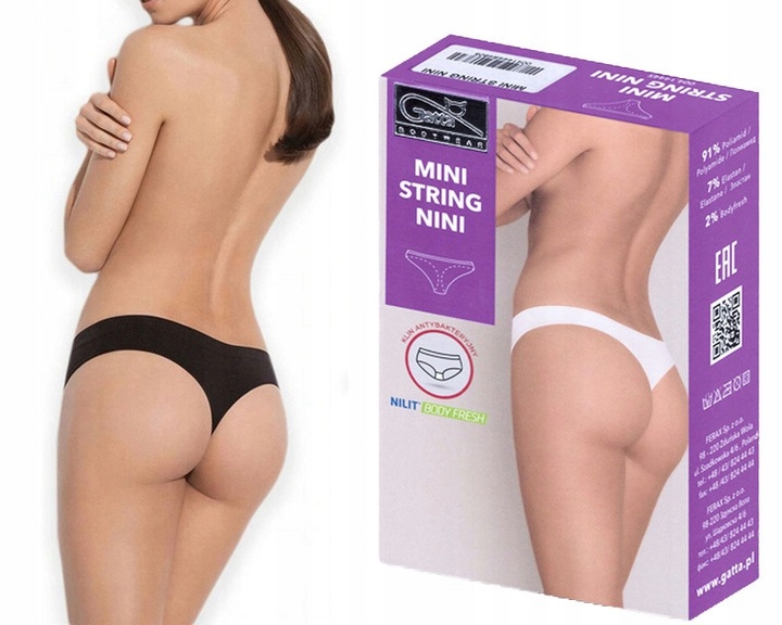 Stringi GATTA Mini String NINI bezszwowe XL czarne Marka Gatta