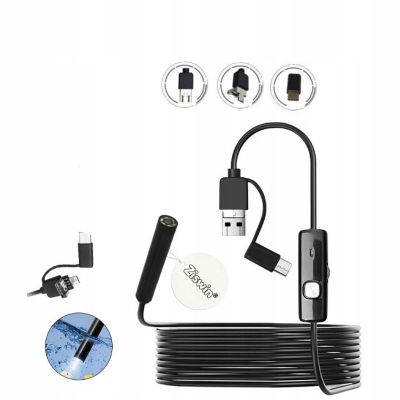 > Endoskop przemysłowy 5,5mm kabel 2m wodoodporna kamera inspekcyjna
