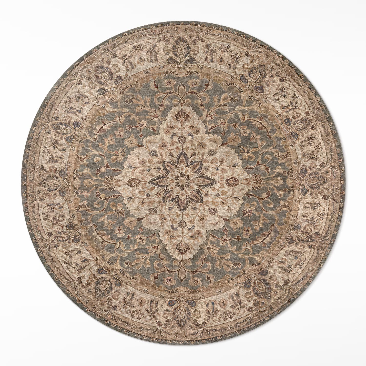Okrúhly vinylový koberec Rozmer ⌀ 90 cm Perzské ornamenty v jemných farbách