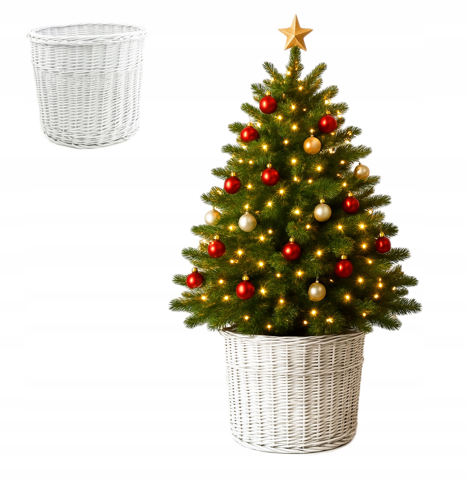 Obal na květináč, vánoční stromeček Květináč proutěný Květináč Fi 44 cm Bílý