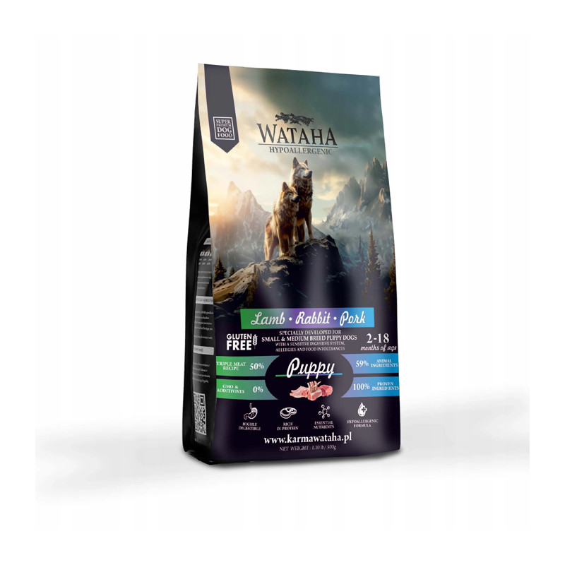 Wataha Hypoallergenic Puppy Lamb Rabbit Pork 6 kg Rasy małe i średnie
