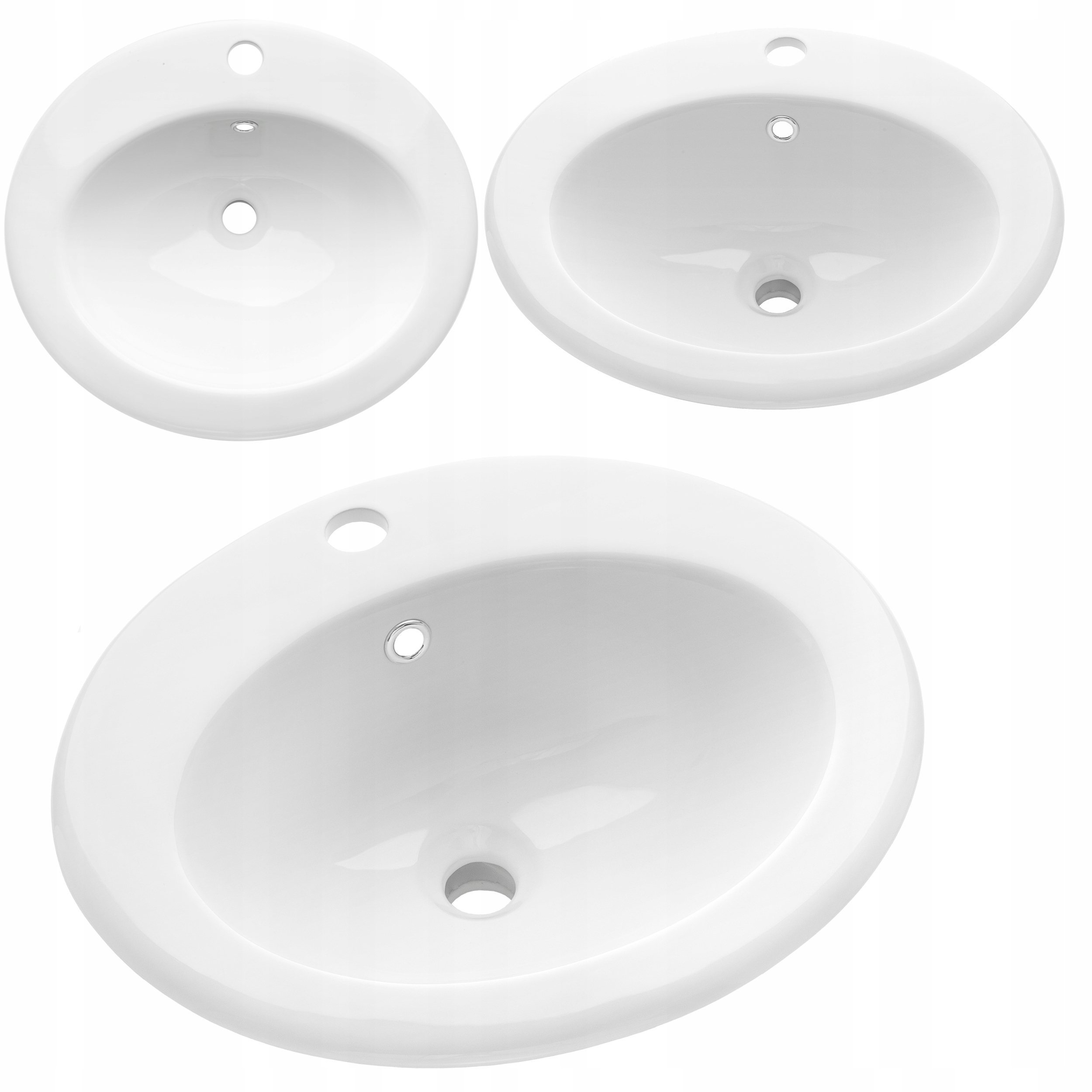 Umyvadlo Zapuštěné Do Desky 49,5x45,5 cm Bílá Keramická Oválná Lesklá