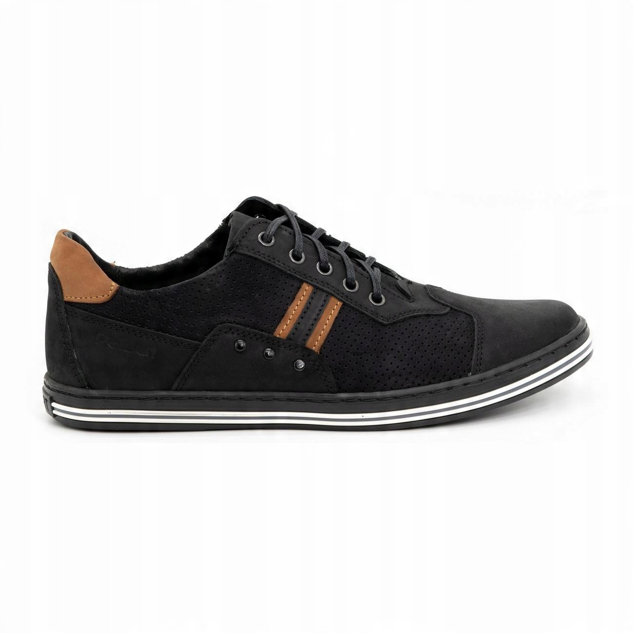 

Buty męskie casual 1801P czarny nubuk/camel 41