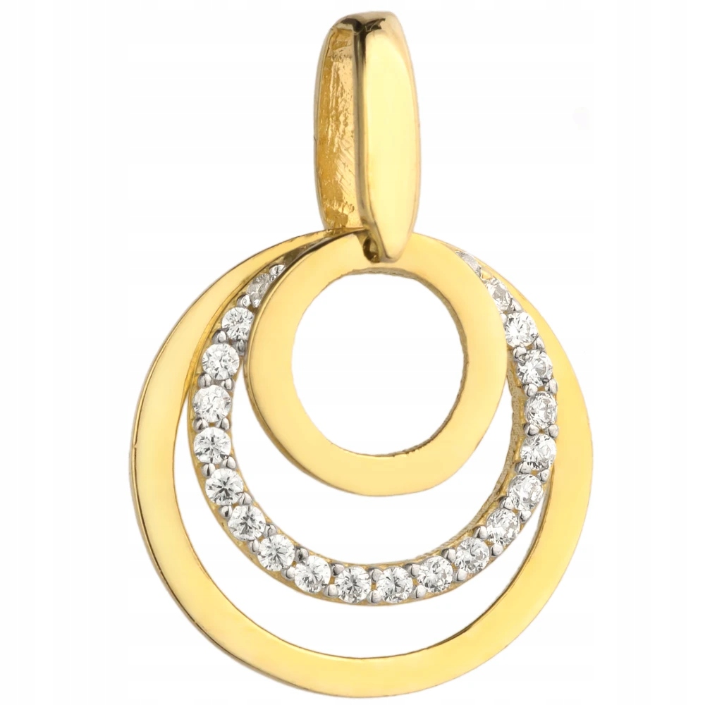 Přívěsek Zlatý 585 Tři Kola Zirkony Přívěsek Na Řetízek