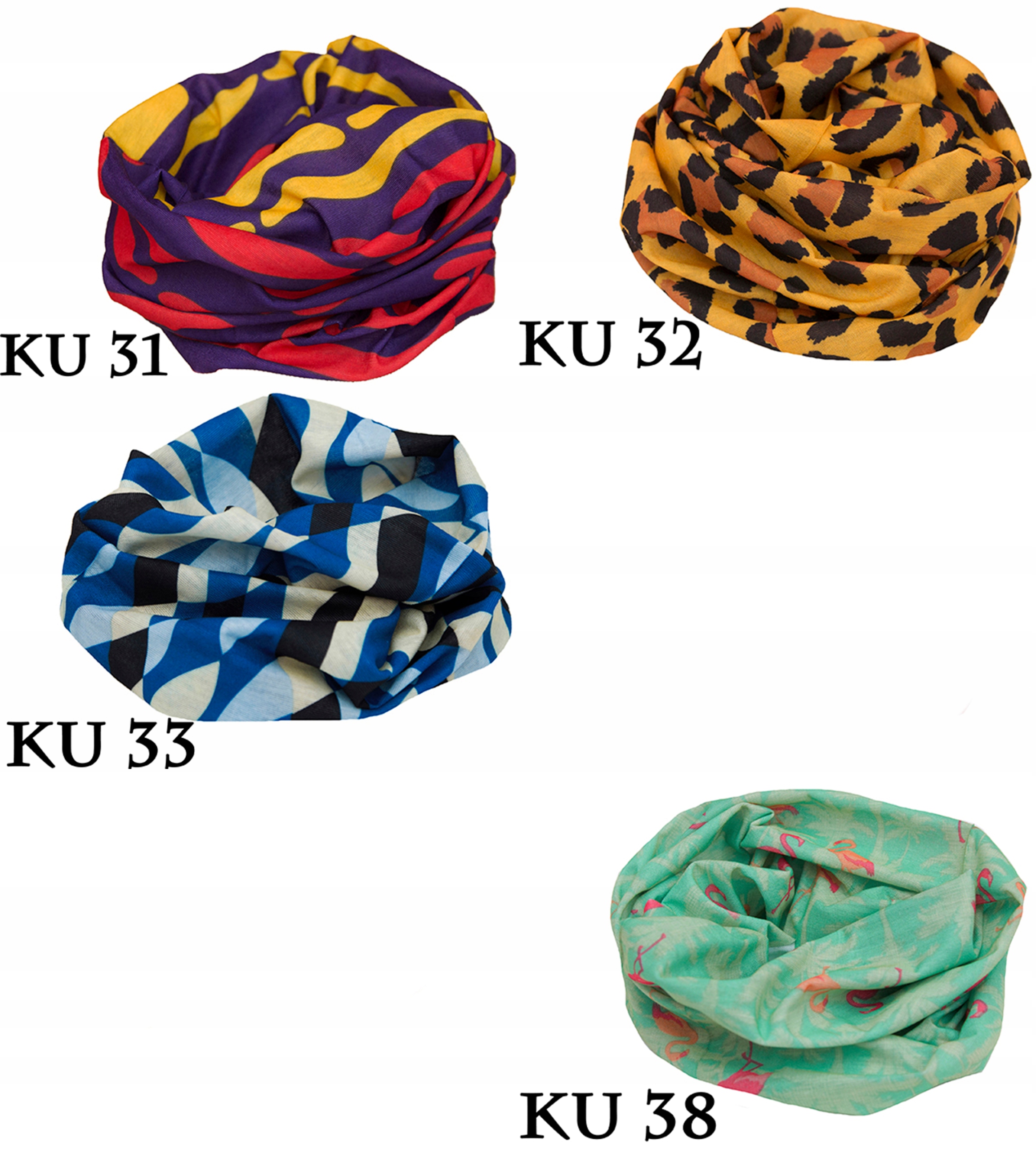 KOMIN szal BEZSZWOWY 12 w 1 WIELOFUNKCYJNA chusta Wzór dominujący mix wzorów