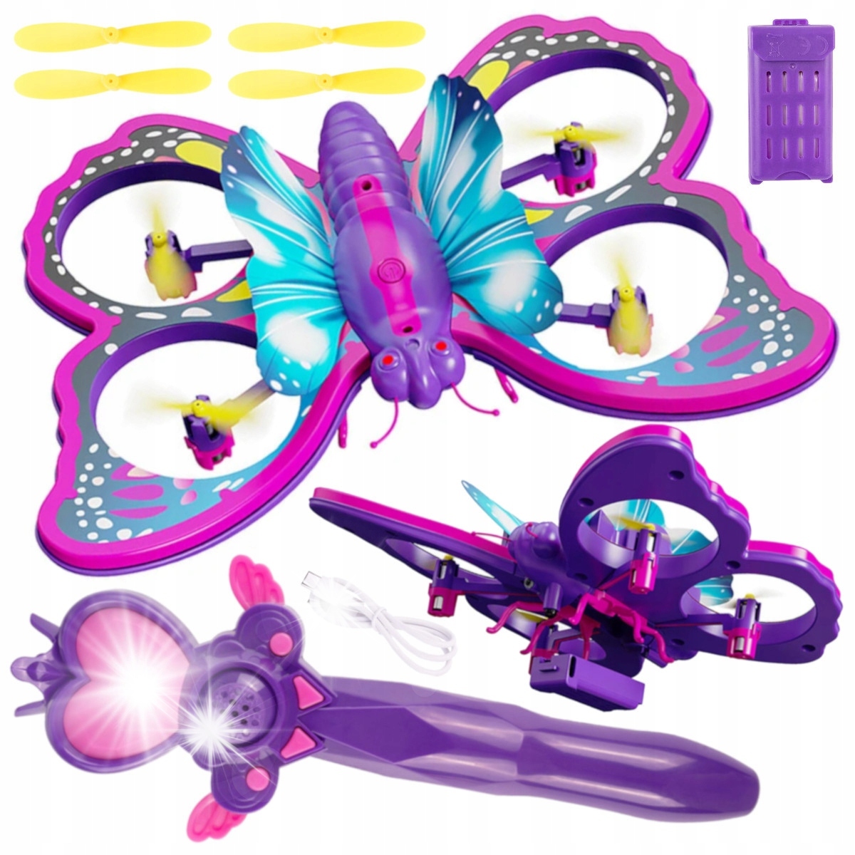 Zdalnie Sterowany Dron Motyl RC Latający Świecący Dla Dzieci Pilot Różdżka