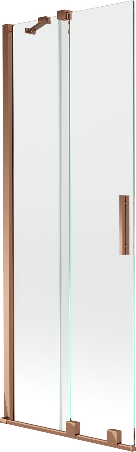 Mexen Velar dvoukřídlý vanový paravan 75x150 cm, růžové zlato, průhledný