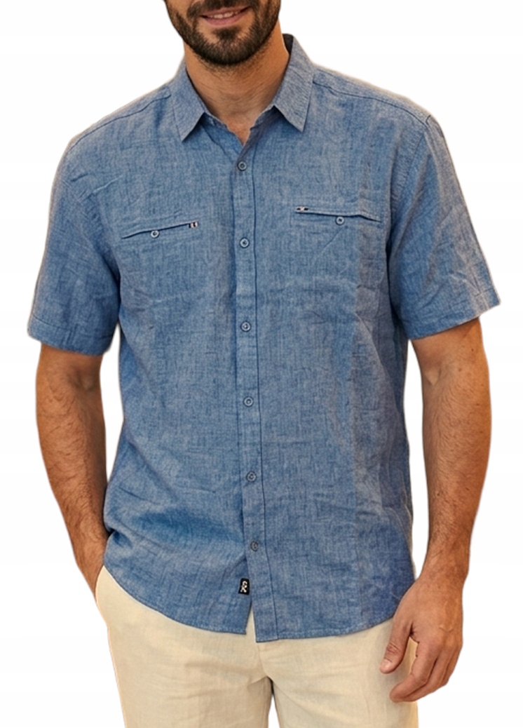 Pánská sportovní košile bavlna letní casual Light Indigo 3XL Bagarda