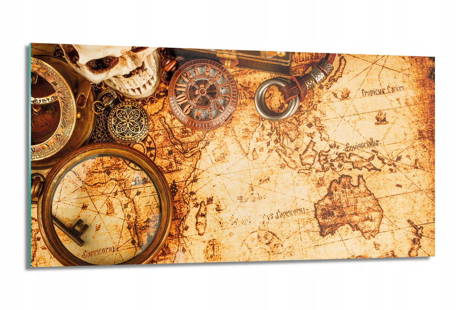 kuchynský panel Mapa pokladov lebka 100x50 sklo