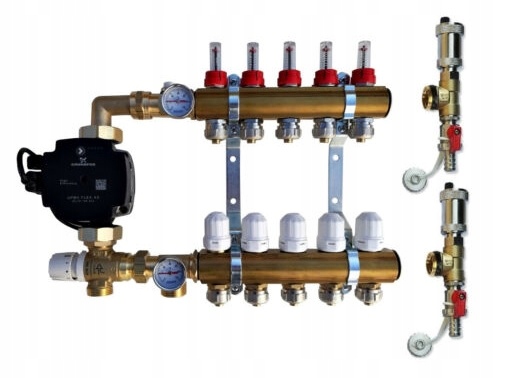 Rozdzielacz 10 ogrzewania podłogowego z GRUPĄ POMPOWĄ GRUNDFOS podłogówki