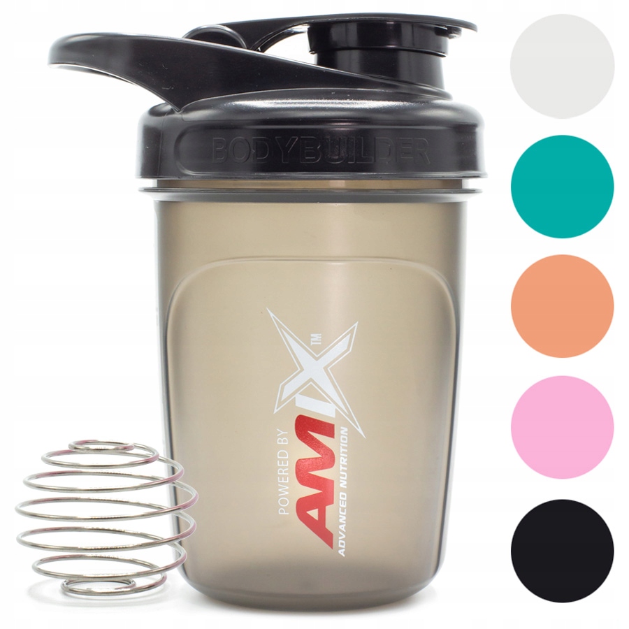 Amix Shaker 300 ml bodybuilder černý, vzduchotěsná kulička lahev na pití bottle spider
