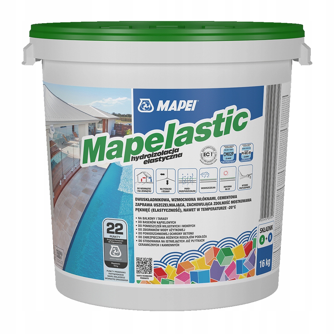 Hydroizolacja Mapei Mapelastic zestaw A+B 16kg wiaderko
