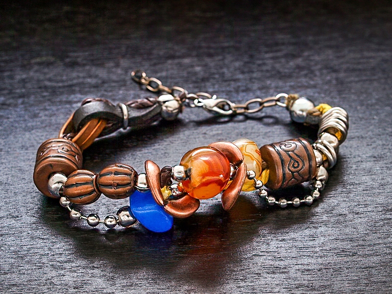 

Bransoletka, Rzemień, Sznurek Len, Wstawki