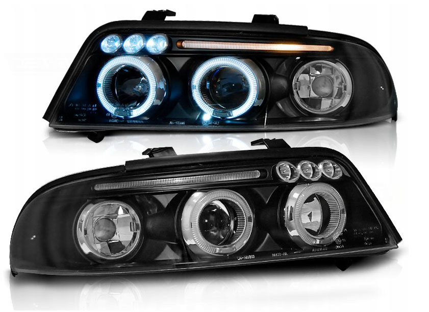 Audi A4 B5 8D 99-01 Lampy přední světlomety Black Ringy projektory H1