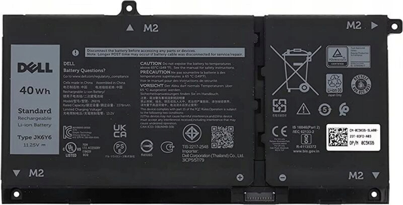 Oryginalna Bateria Dell 40Wh 3C JK6Y6 CF5RH C5KG6 5NDNH