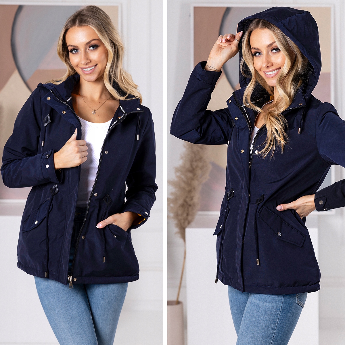 TALIOWANA WIOSENNA Kurtka PARKA z Kapturem 3 KOLORY Przejściowa 6XL Rozmiar 6XL