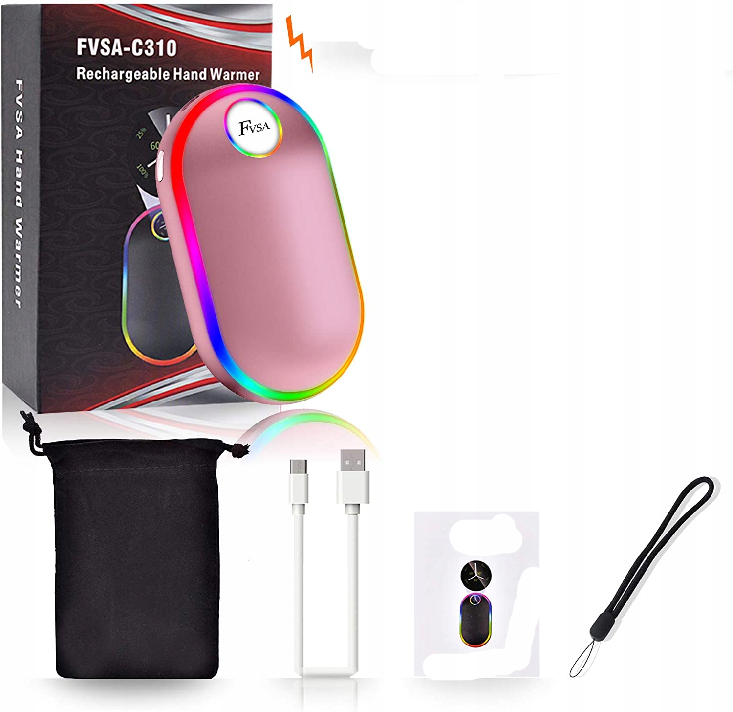 OGRZEWACZ DO RĄK USB POWERBANK 10000mAh RÓŻOWY Użycie wielorazowe