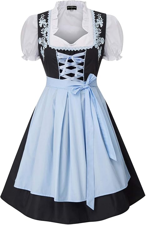 Tradiční šaty Dirndl na oktoberfest černo-modrá, velikost L