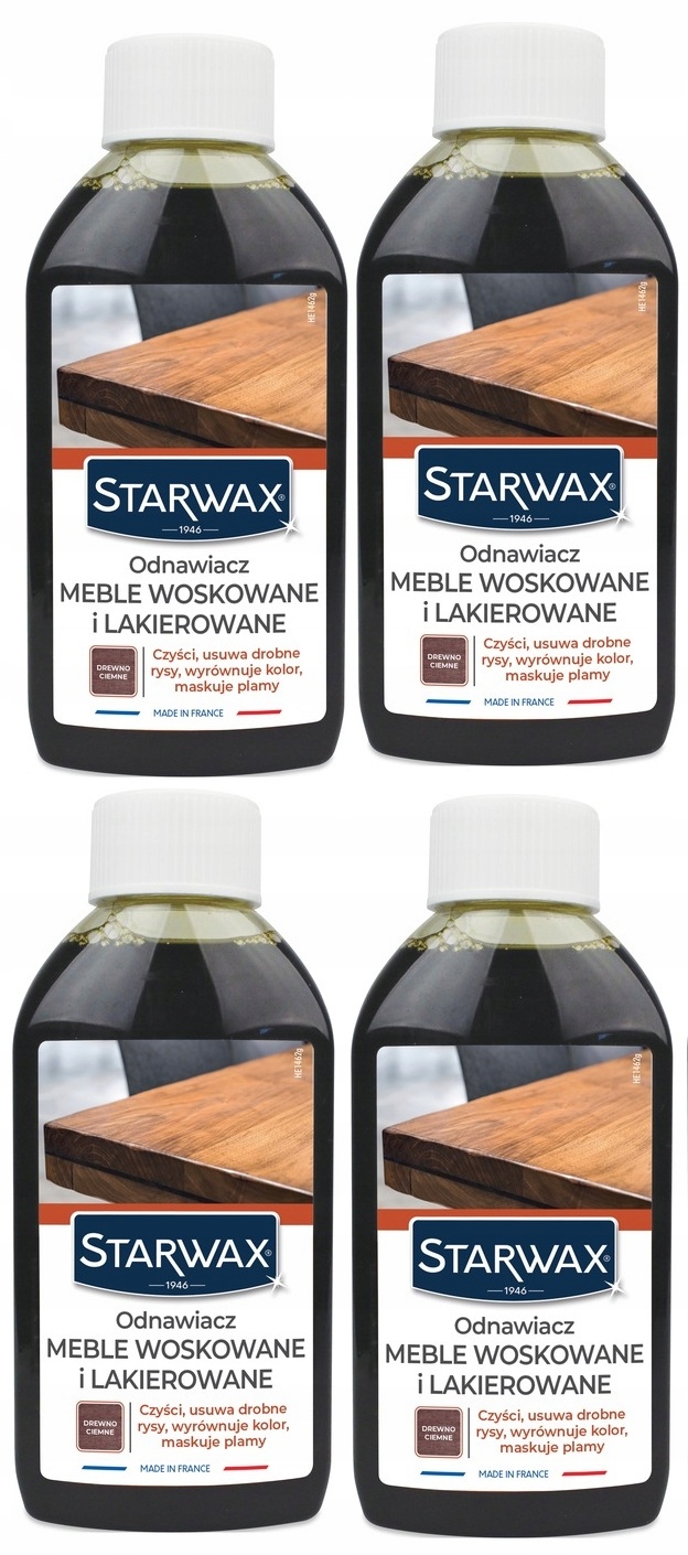 Levně 4xSTARWAX Obnovovač Nábytku Voskované A Lakované Tmavé Dřevo 250 ML