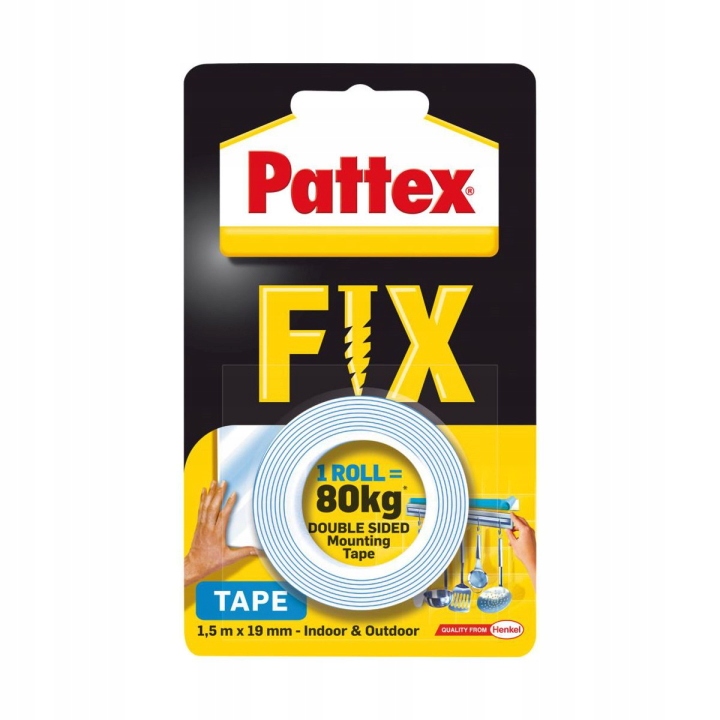 

Pattex Fix Taśma Dwustronna 1,5mx19mm 80kg