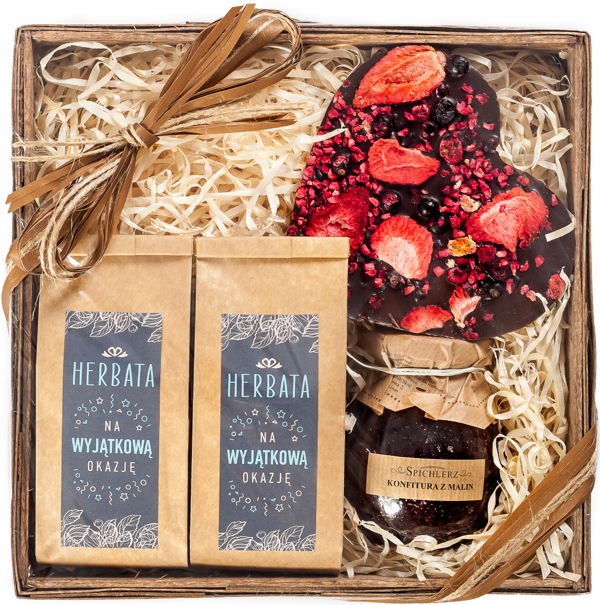 

Kosz Prezentowy herbaty Czekolada Serce konfitura