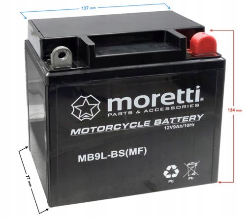 Akumulator motocyklowy Moretti Agm Gel MB9L-BS 9Ah