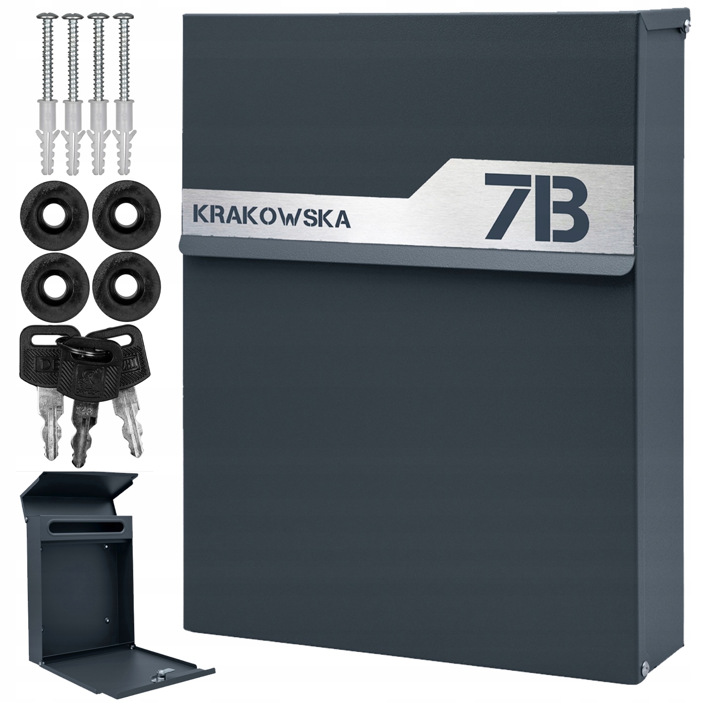 Antracitová Slim Poštovní Schránka Na Dopisy S Vaší Adresou, Laserové Gravírování