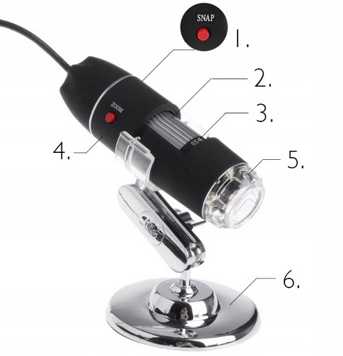 MIKROSKOP CYFROWY USB PRZYBLIŻENIE 1600 2MP 8 LED Typ mikroskopu cyfrowy