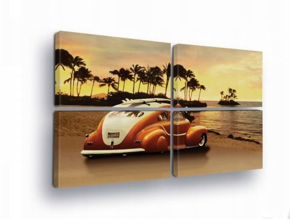 Obraz 120x80 Západ slnka pláž oceán palmy retro cestovanie dovolenka trópy