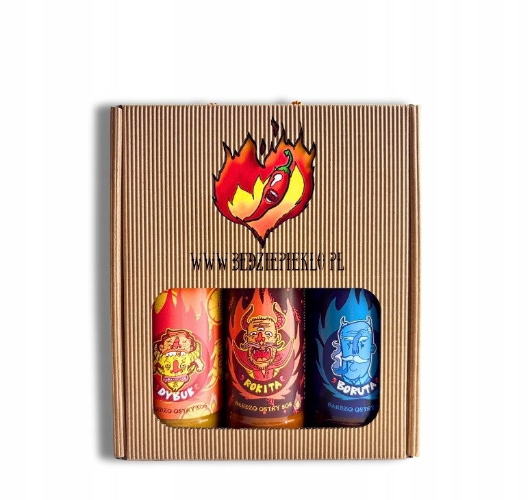 Zestaw 3 sosów chili Będzie Piekło: Rokita, Boruta & Dybuk, Na Prezent!