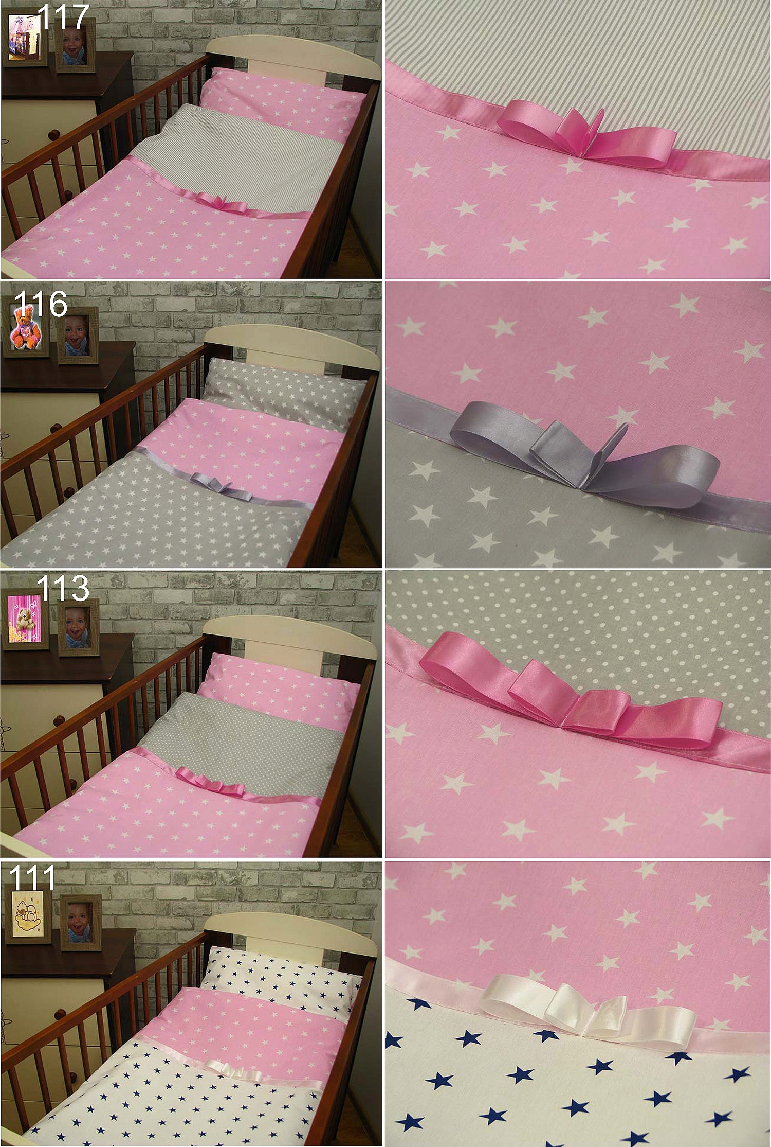 2 el. 90x120 Pościel z kokardką bawełna, poszewki Bohater brak